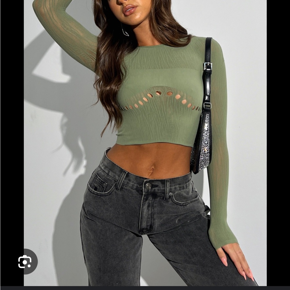 White Fox Boutique Green Fitted Crop Top